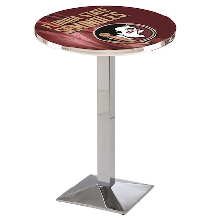 Holland Bar Stool Co 36" Chrome Florida State (Head) Pub Table, 28" dia. Top L217C3628FSU-HD-D2